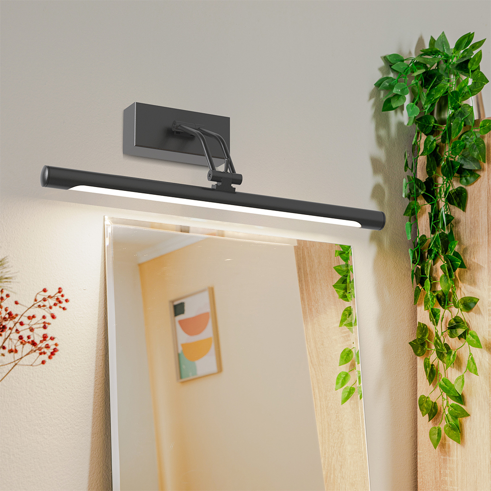 Braytron LED Spiegelleuchte Bad 40cm 8W – 3CCT Spiegel Lampe & Bilderleuchte – 700 Lumen Wandbeleuchtung für Bad, Gemälde & Bilder – Moderne Wandleuchte IP20 – Schwarz/Chrom/Gold (chrom) – Ansicht 2