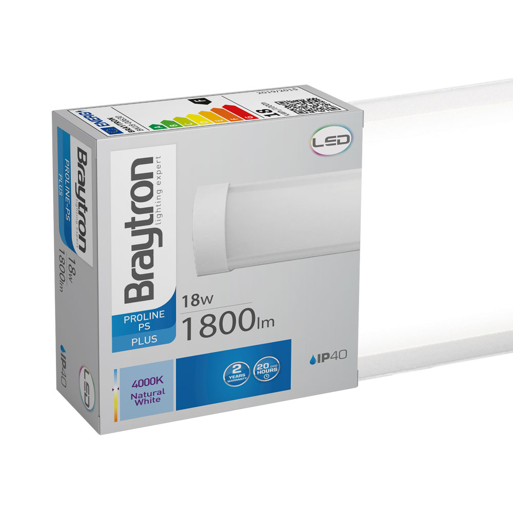 Braytron LED Werkstatt Leuchte Batten Lichtleiste Aluminium 600 mm 230V 18W 800 Lumen Super Helle Garagenbeleuchtung ultraleicht zur Montage (4000.0, Kelvin) – Ansicht 6