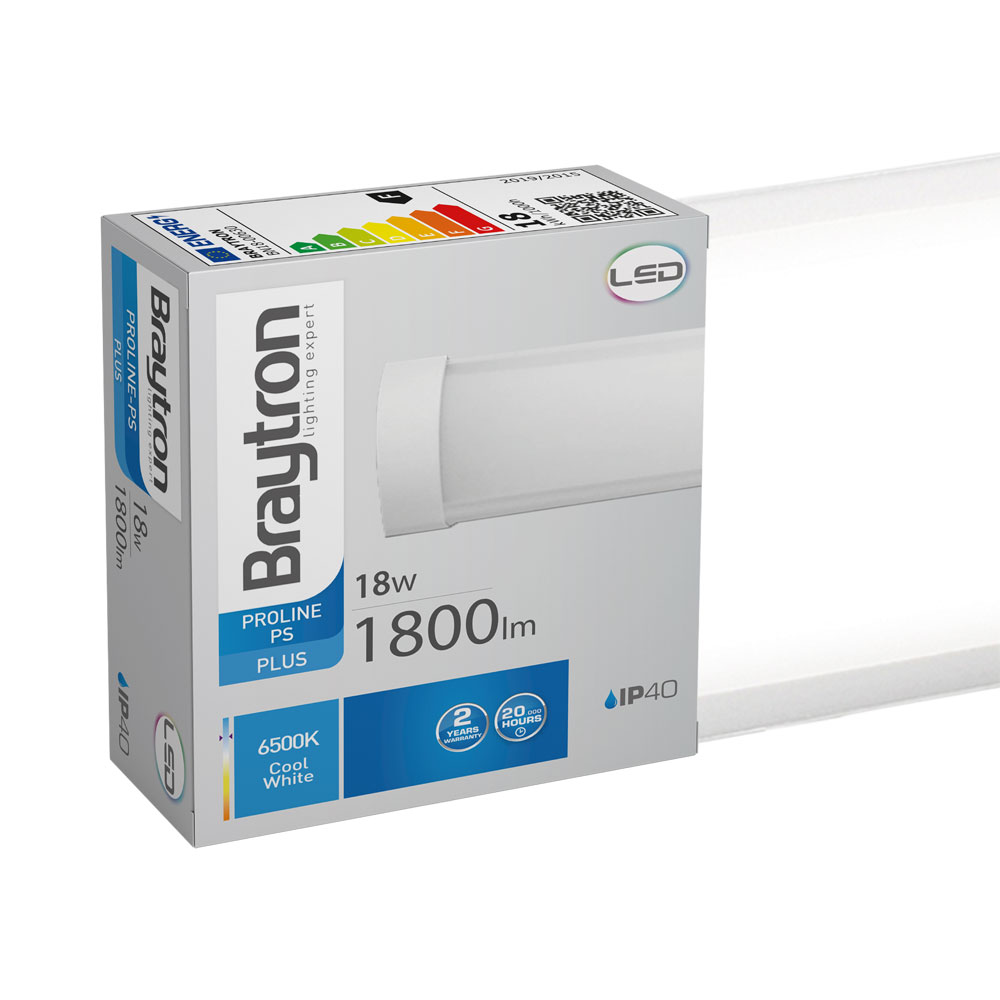 Braytron LED Werkstatt Leuchte Batten Lichtleiste Aluminium 600 mm 230V 18W 800 Lumen Super Helle Garagenbeleuchtung ultraleicht zur Montage (6500.0, Kelvin) – Ansicht 6