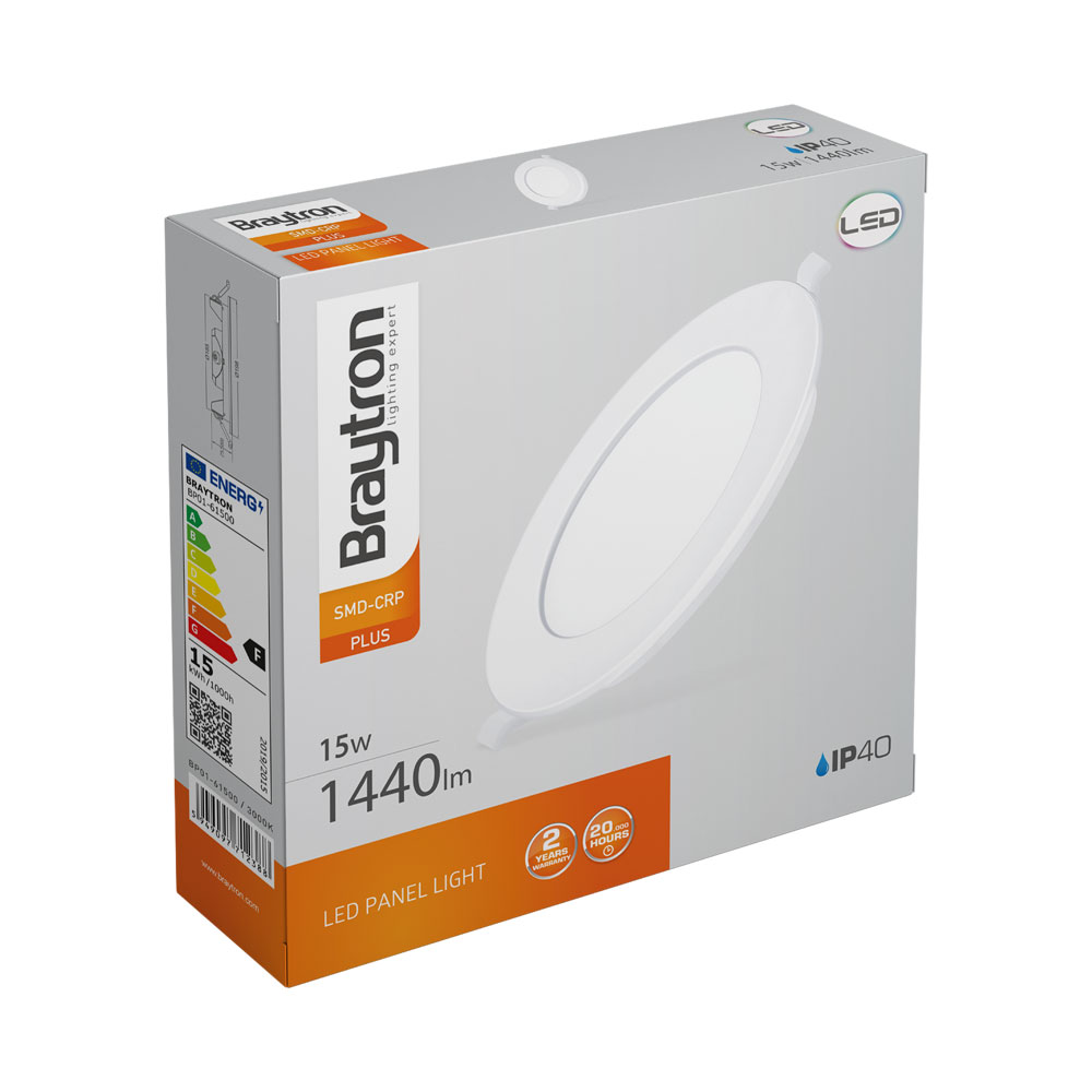 Braytron LED Deckenleuchte 15W 230V Anschluss Warmweiß 3000K, 1440 Lumen, IP40 Deckenlampe für Wohnzimmer, Küche, Flur (Weiß) – Ansicht 7