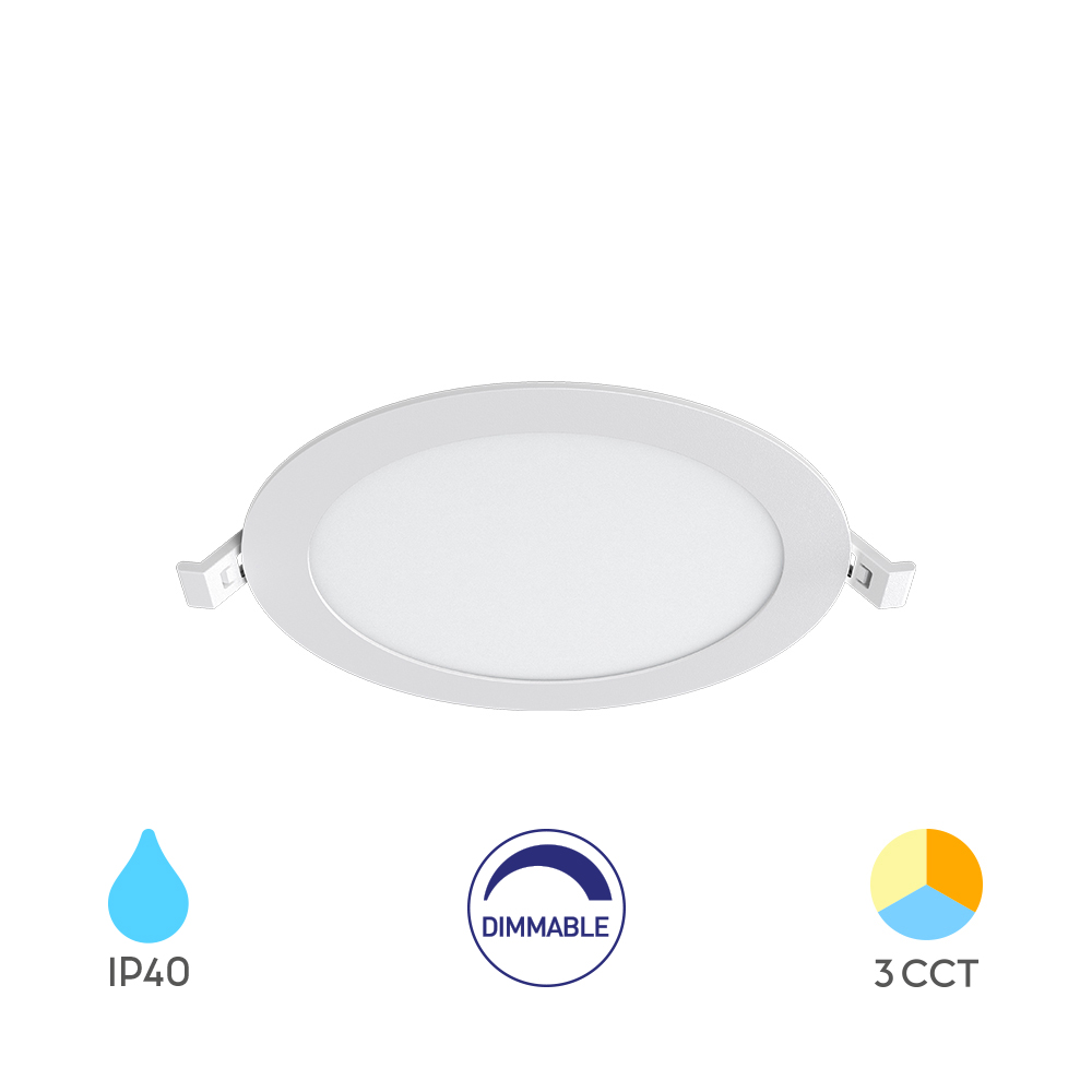 Braytron Ultraslim LED Einbaupanel Spot 12W Ø170mm Rund Dimmbar 3 Lichtfarben CCT 3000K 4000K 6500K 1120lm 230V Deckenleuchte Einbaustrahler Flach 26mm Einbautiefe Weiß Panellampe für Wohnzimmer Büro kaufen – BP01-91280 | lumdo.de