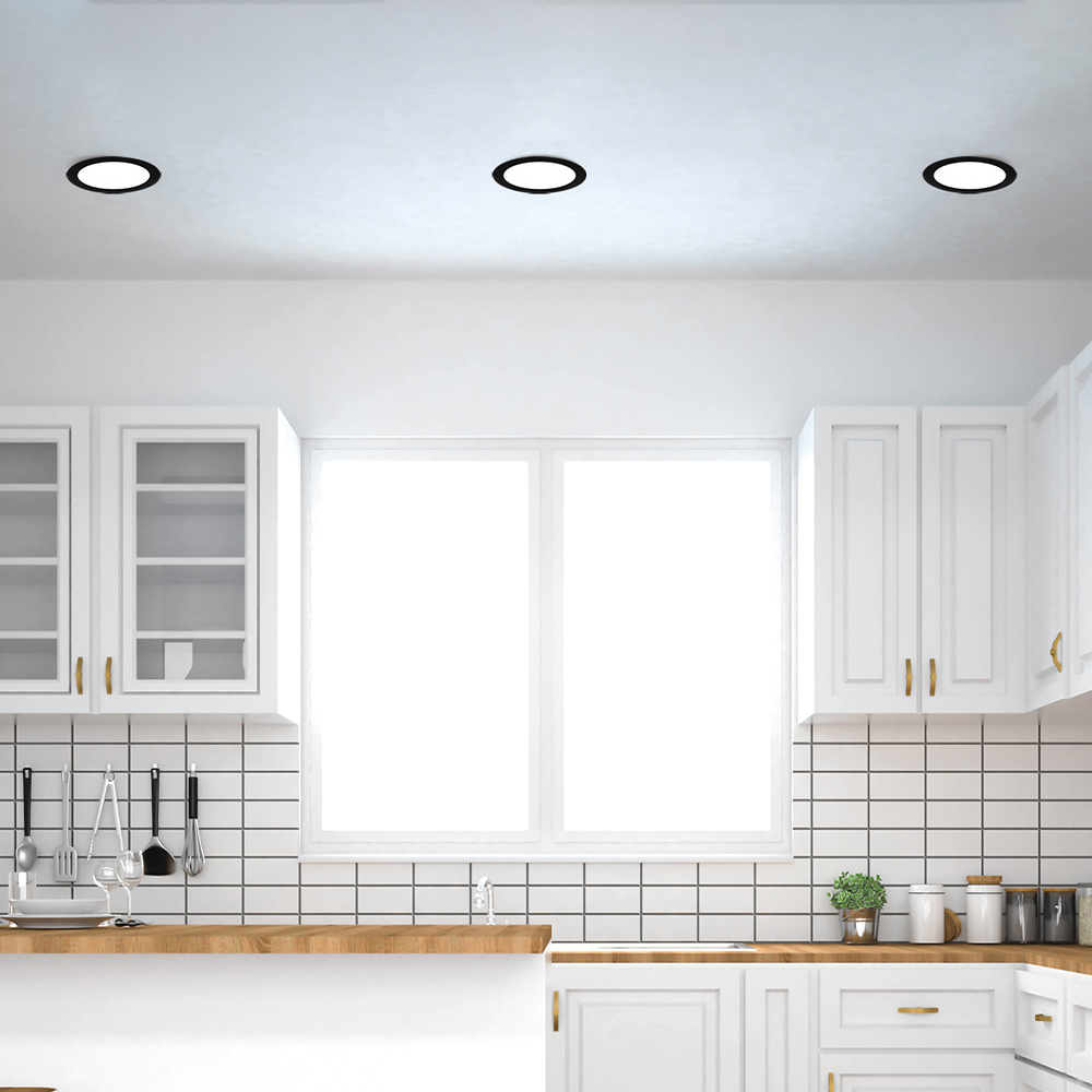 Braytron Ultraslim schwarz LED Einbaupanel Spot 12W Ø170mm Rund Dimmbar 3 Lichtfarben 3000K 4000K 6500K 1120lm 230V Deckenleuchte Einbaustrahler Flach 26mm Einbautiefe Panellampe für Wohnzimmer Büro – Ansicht 2