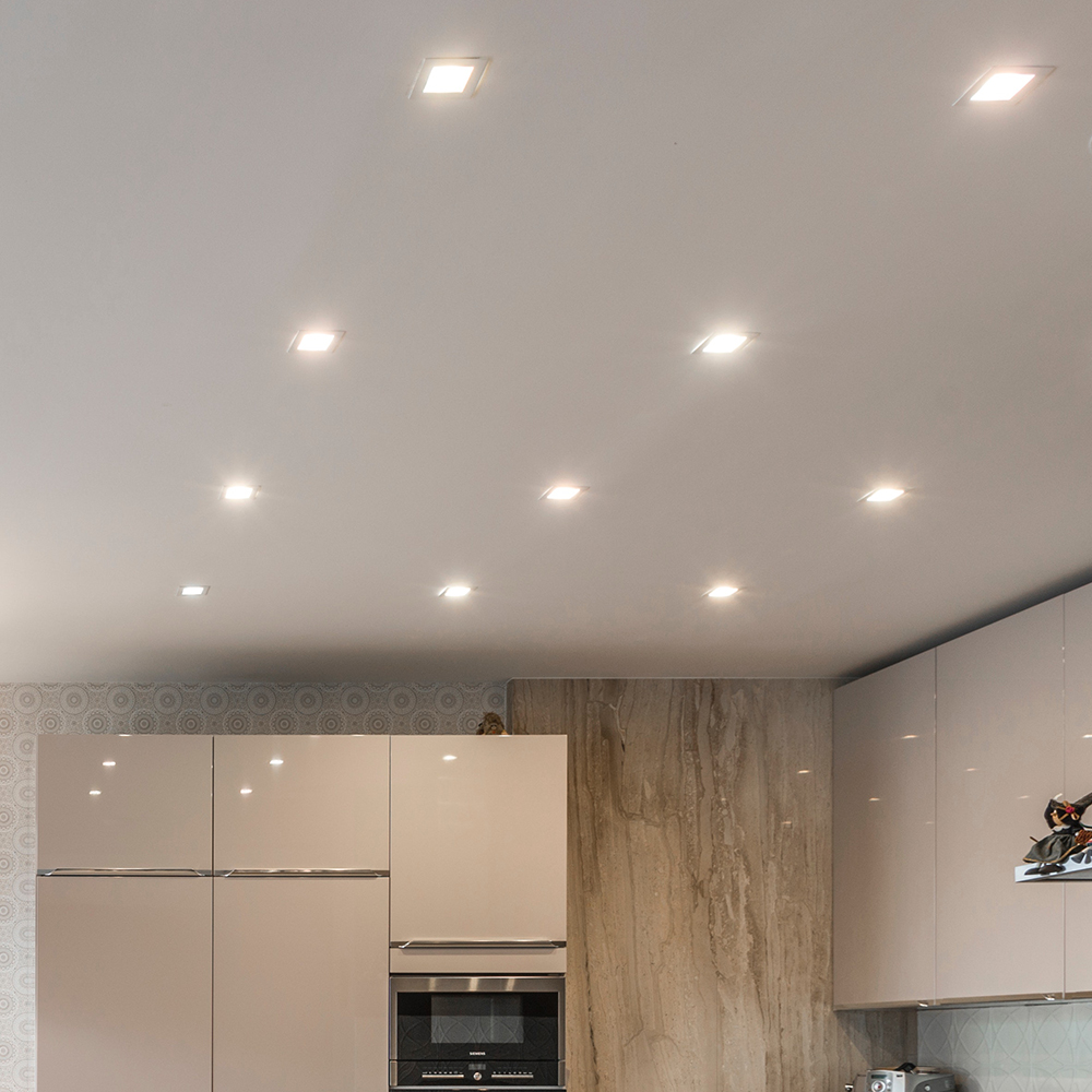 Braytron LED Panelleuchte Einbauspot Deckenspot Deckenstrahler12W eckig | Neutralweiß 4000K | Flachpanel mit nur 26 mm Einbautiefe | 1120 Lumen | Energieeffizient & Modern Wohnräume, Büros, Hotels – Ansicht 2