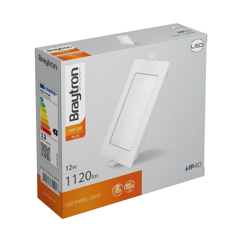 Braytron LED Panelleuchte Einbauspot Deckenspot Deckenstrahler12W eckig | Neutralweiß 4000K | Flachpanel mit nur 26 mm Einbautiefe | 1120 Lumen | Energieeffizient & Modern Wohnräume, Büros, Hotels – Ansicht 7