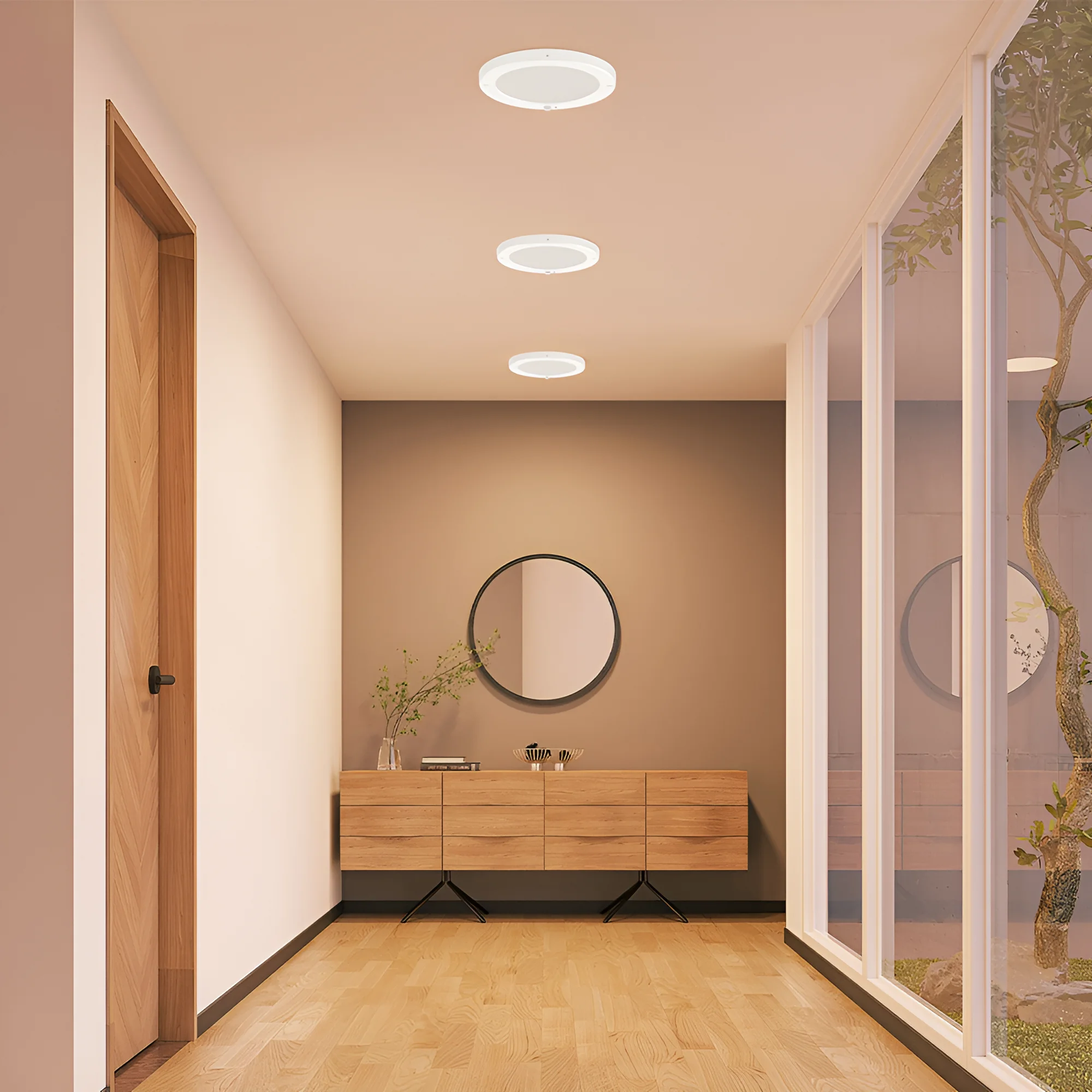 Braytron Deckenlampe LED Deckenleuchte mit Bewegungsmelder 20W moderne Deckenlicht 3000K/4000K/6500K schaltbar Lampe mit Bewegungsmelder Innen für Flur Treppe Küche weiß schwarz (Weiß) – Ansicht 2