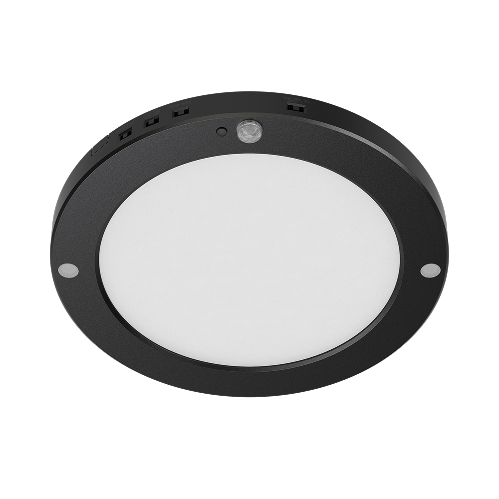 Braytron Deckenlampe LED Deckenleuchte mit Bewegungsmelder 18W moderne Deckenlicht 3000K/4000K/6500K schaltbar Lampe mit Bewegungsmelder Innen für Flur Treppe Küche weiß schwarz (Schwarz) – Ansicht 4