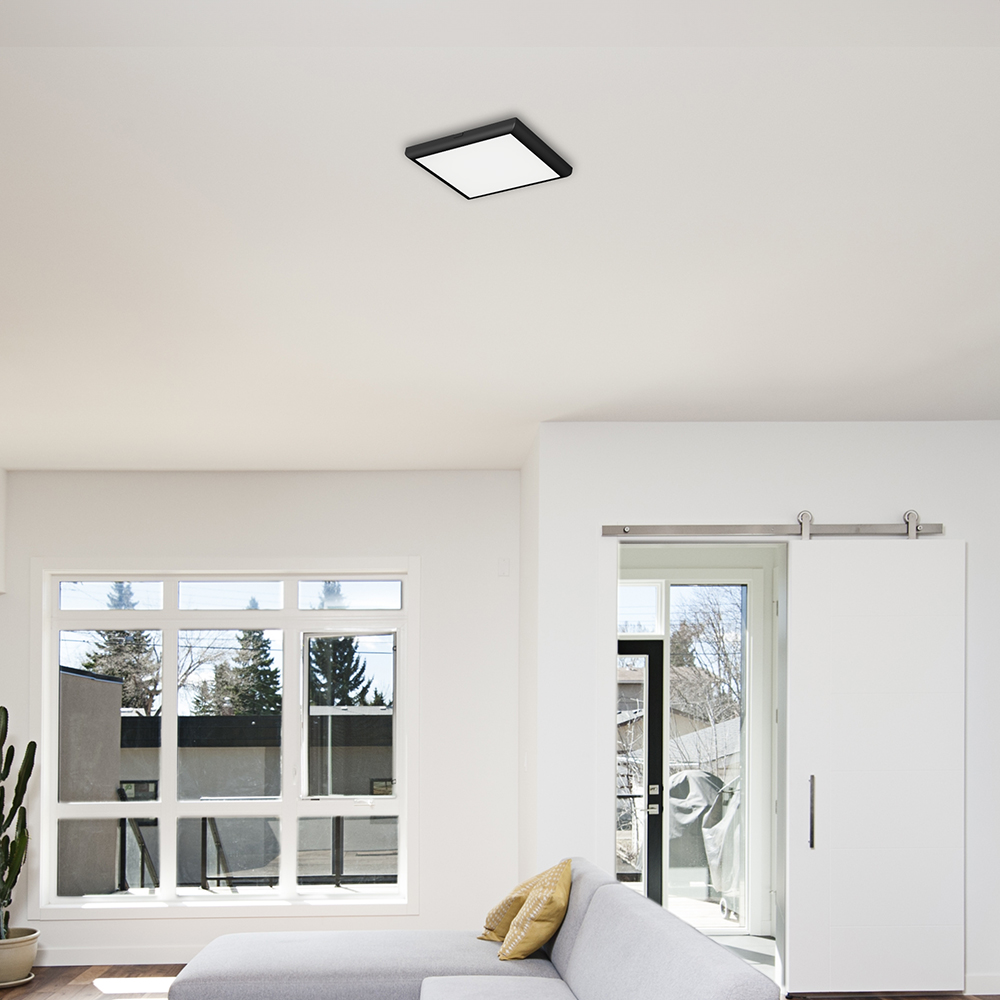 Braytron LED Deckenleuchte 20W 230V Anschluss Warmweiß, Neutralweiß, Kaltweiß 3IN1, 2000 Lumen, IP40 Deckenlampe für Wohnzimmer, Küche, Flur (Schwarz) – Ansicht 2