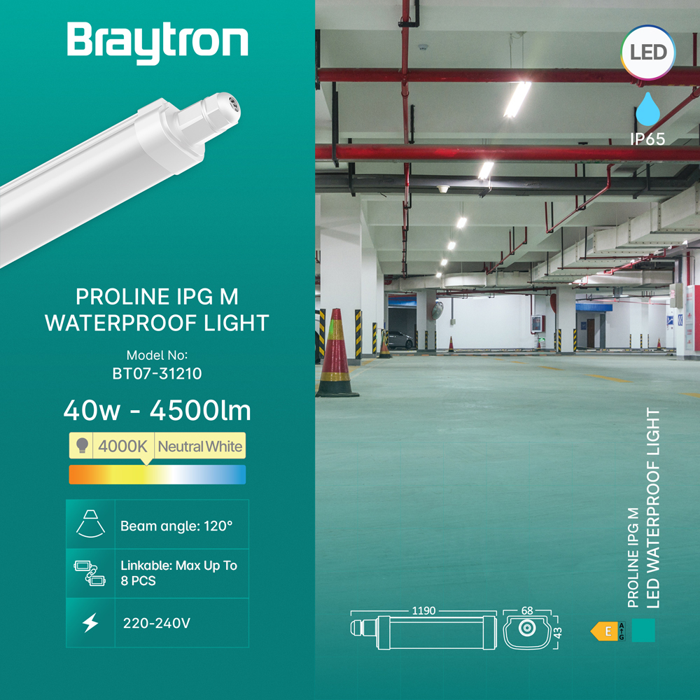 Braytron LED Strahler Außen 40W, 4500 Lumen, Neutralweiß 4000K, IP65 wasserdicht, Fluter Flutlicht Außenstrahler (Weiß) – Ansicht 3