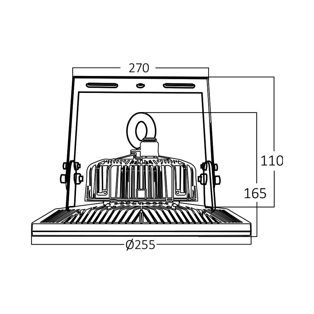 Braytron LED Strahler Außen 100W, 13000 Lumen, Kaltweiß 6500K, IP65 wasserdicht, Fluter Flutlicht Außenstrahler (Grau) – Ansicht 6