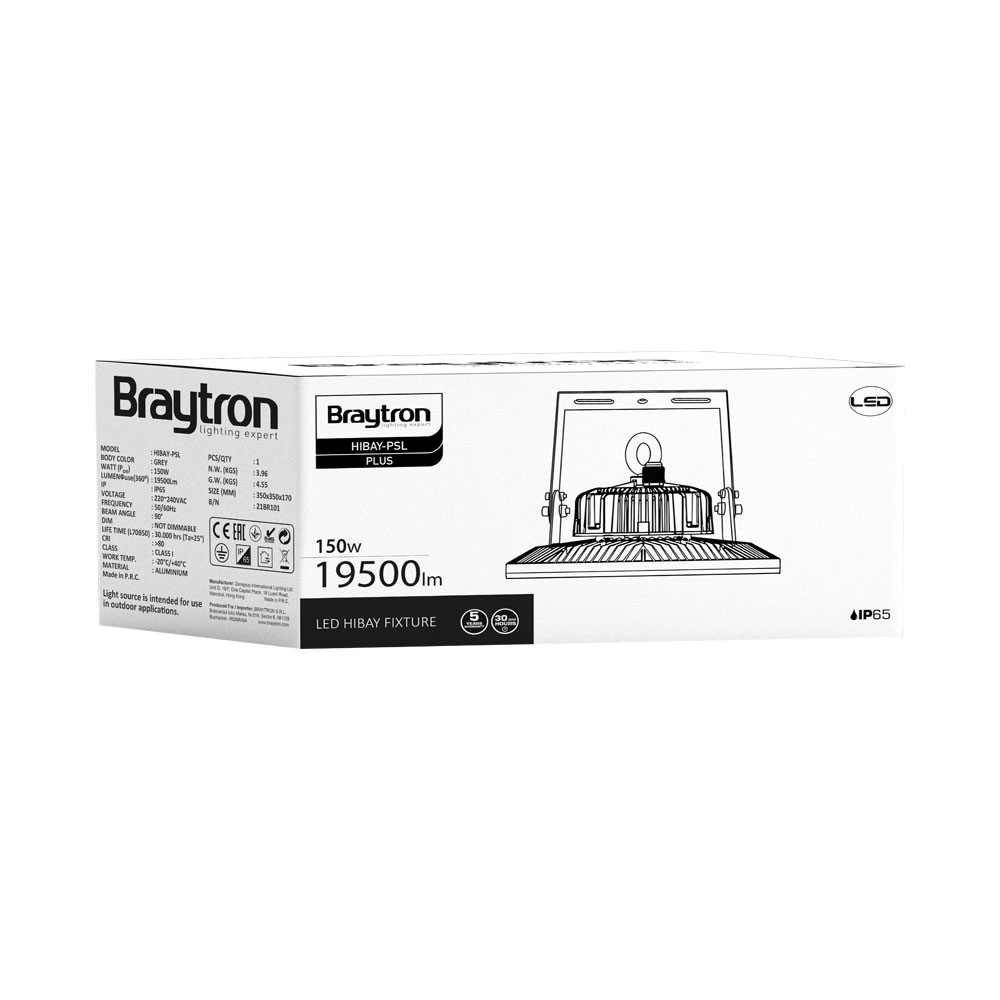 Braytron LED Strahler Außen 150W, 19500 Lumen, Neutralweiß 4000K, IP65 wasserdicht, Fluter Flutlicht Außenstrahler (Grau) – Ansicht 5