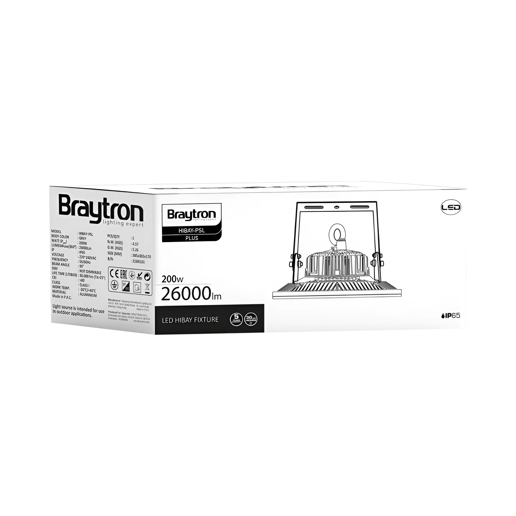 Braytron LED Strahler Außen 200W, 26000 Lumen, Neutralweiß 4000K, IP65 wasserdicht, Fluter Flutlicht Außenstrahler (Grau) – Ansicht 5