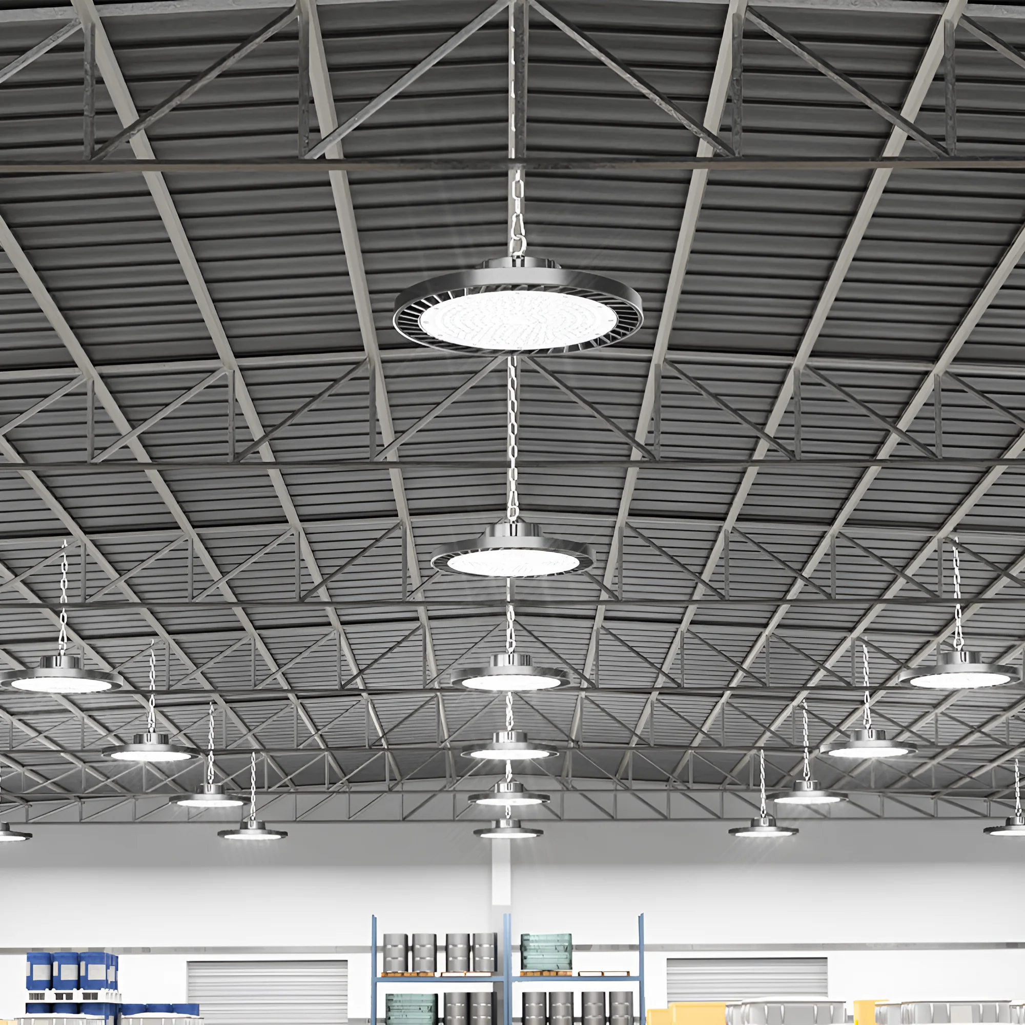 Braytron LED Hallenstrahler Highbay UFO 100W–200W – 13000–34000lm – IP65 wasserdicht – 3CCT Farbwahl (3.000K -6.500K) – LED Industriebeleuchtung für Lagerhalle, Werkstatt, Garage, Hibay (200, Watt) – Ansicht 2