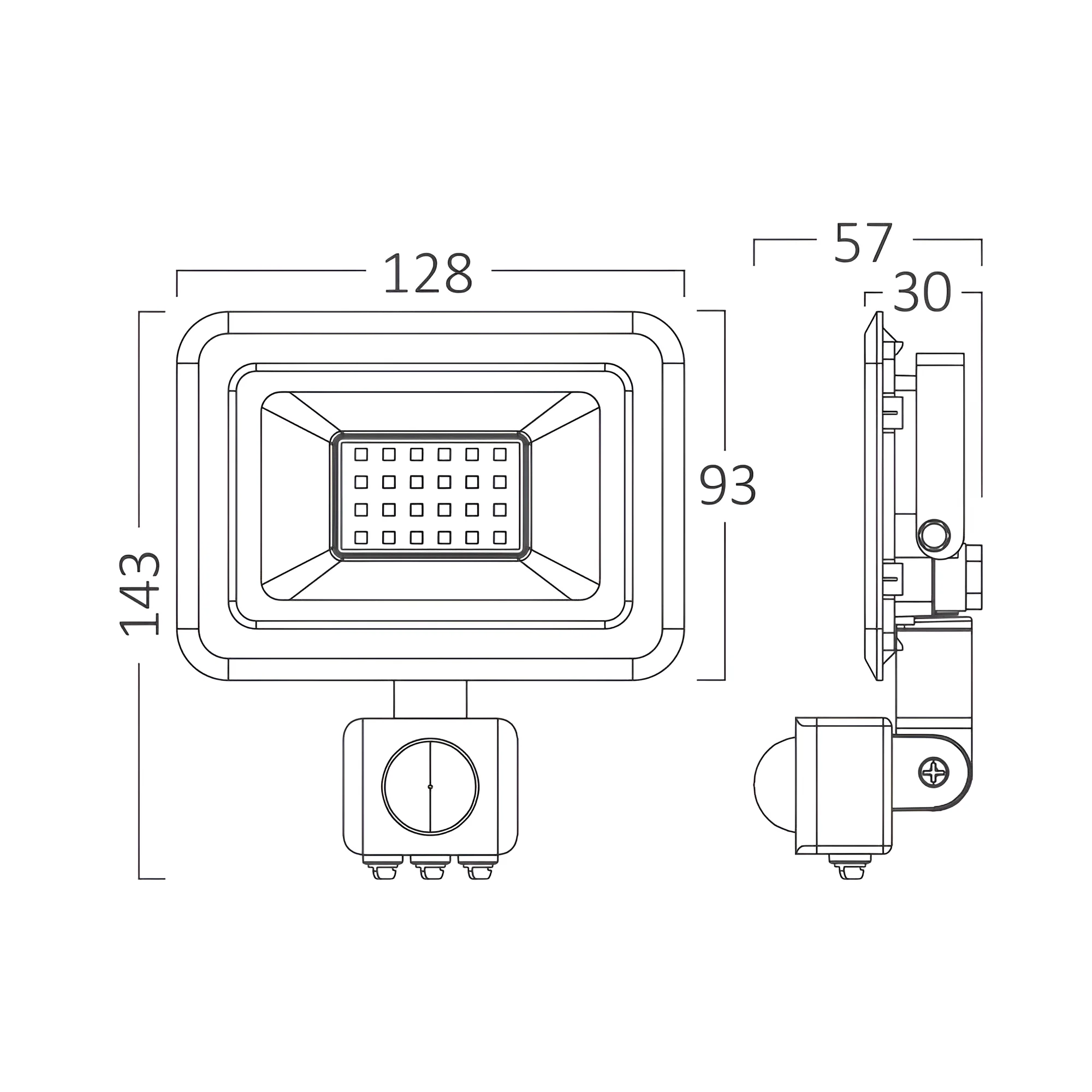 Braytron LED Strahler Außen 20W, 1620 Lumen, Warmweiß 3000K, IP54 wasserdicht, mit Bewegungsmelder, Fluter Flutlicht Außenstrahler (Schwarz) – Ansicht 5