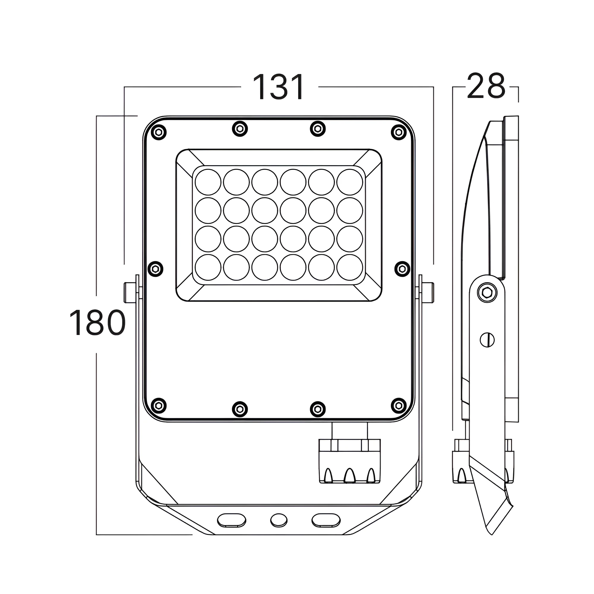 Braytron 20W LED Strahler Außen IP65 – Superhell 2200LM Flutlicht mit Farbwahl 3000K/4000K/6500K, wasserdichter Aluminium Außenstrahler für Garten, Hof, Garage – Ansicht 6