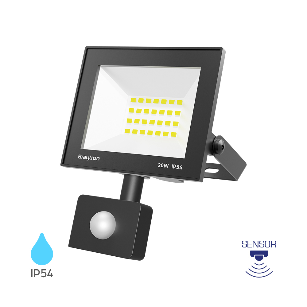 LED REFLEKTOR 20W CRNI 6500K IP54 SA SENZOROM