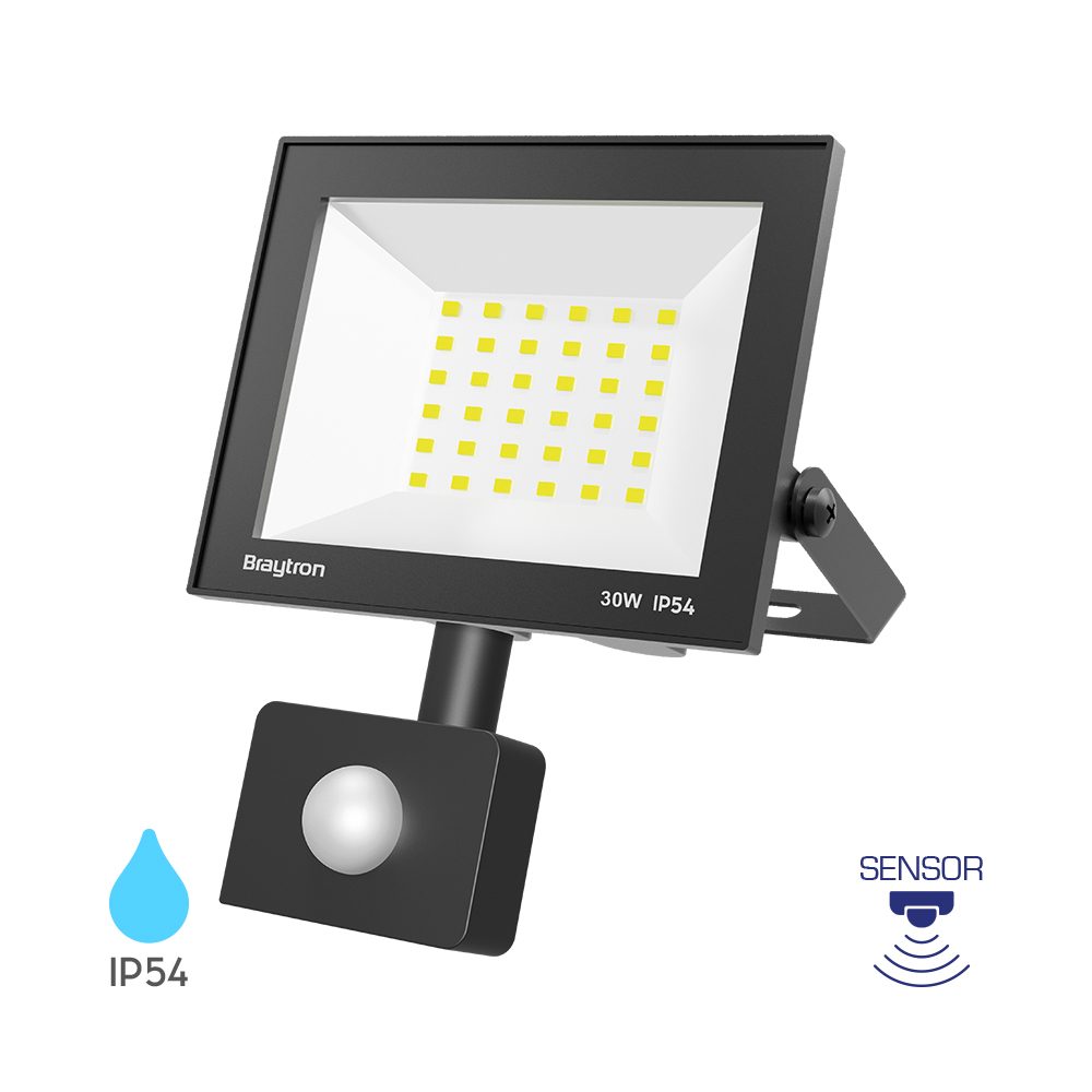LED REFLEKTOR 30W CRNI 6500K IP54 SA SENZOROM