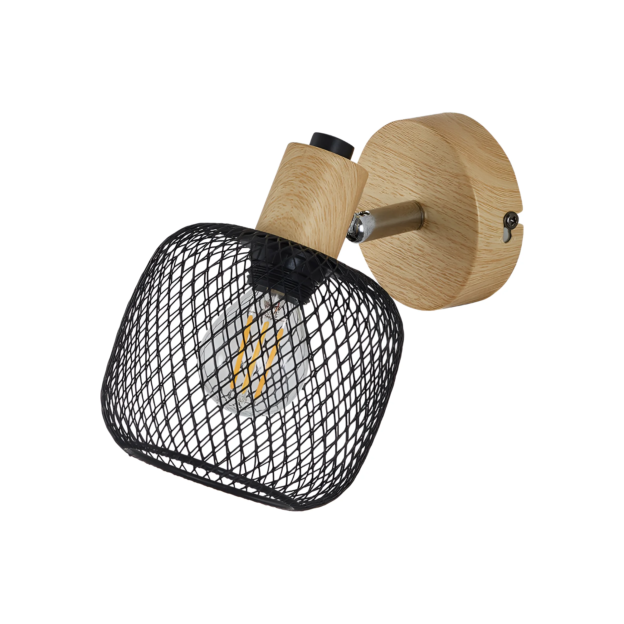 Braytron LED Wandleuchte Max.1x23W, IP20, Wandlampe für Innen und Außen, Metal (Wooden-Black) – Ansicht 3
