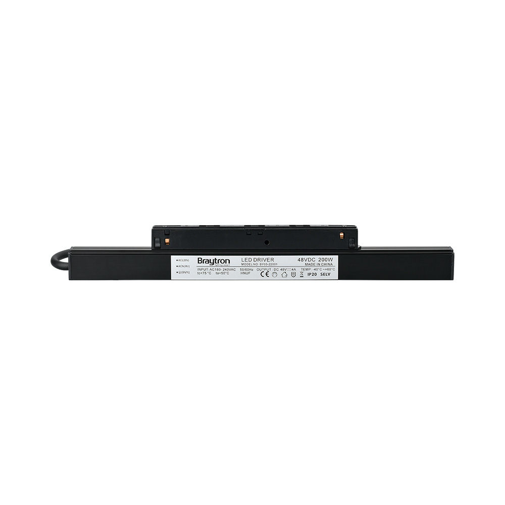 Braytron 48V LED Netzteil für Magnet-Schienensystem – 100W / 200W Power Supply, 220–240V AC auf 48V DC, Aluminium Gehäuse, IP20, Netzteil für Magnetic Track Light (200, Watt) – Ansicht 3