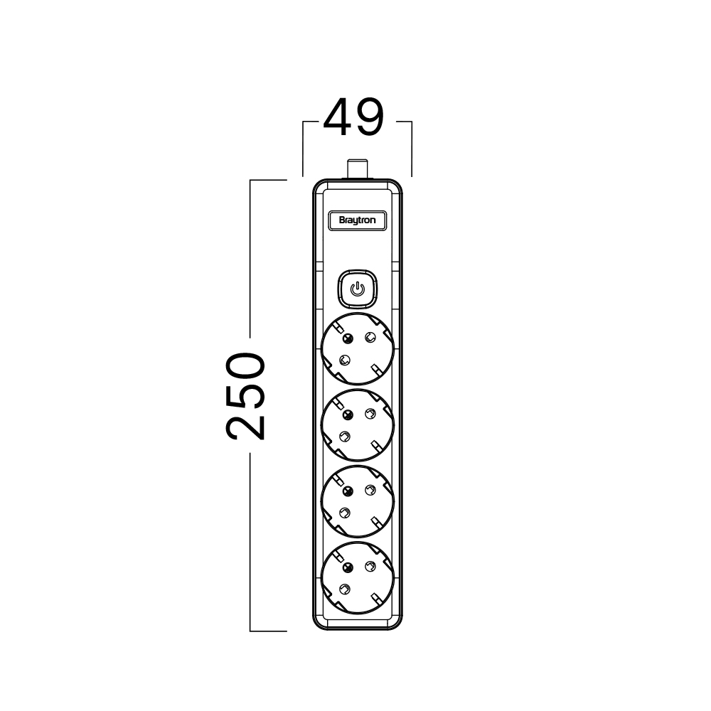 Braytron Mehrfachsteckdose 3-fach/4-fach/6-fach mit Kindersicherung – Steckdosenleiste mit/ohne Schalter, 1,5 m Kabel oder ohne – für Eigenkonfiguration (4-Fach ohne Kabel mit Schalter) – Ansicht 7