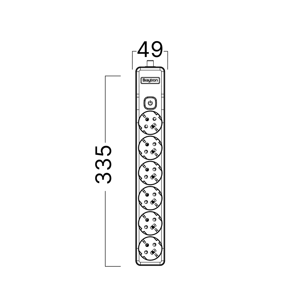 Braytron Mehrfachsteckdose 3-fach/4-fach/6-fach mit Kindersicherung – Steckdosenleiste mit/ohne Schalter, 1,5 m Kabel oder ohne – für Eigenkonfiguration (6-Fach ohne Kabel mit Schalter) – Ansicht 7