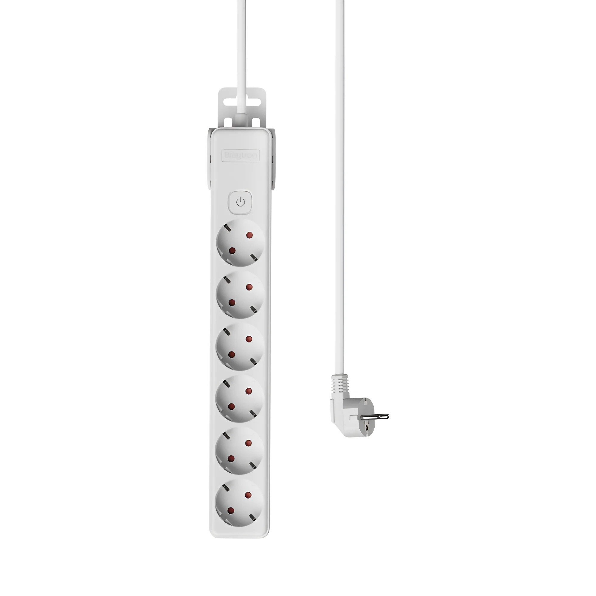 Braytron Mehrfachsteckdose 6-Fach mit 1,5 m Kabel und beleuchtetem EIN-/Ausschalter, 3680W, Kindersicherung, Steckdosenleiste mit Clip-System – Ansicht 3